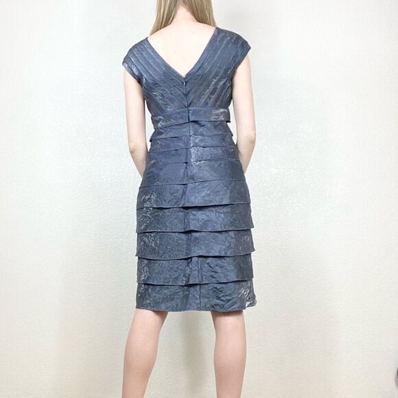 Adrianna Papell Navy Blue Shimmer Layered Cocktail Dress - Picture 2 of 9